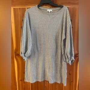 Max Studio Brown  Plaid Long Sleeve Dress Thanksgiving Fall Pockets